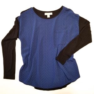 Michael Kors Blue & Black Long Sleeved Top EUC